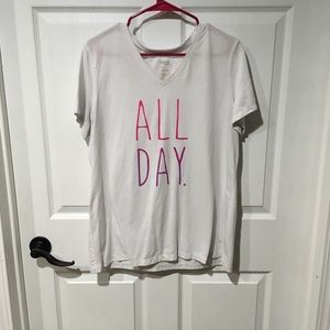 “All Day” White Short Sleeved T-Shirt